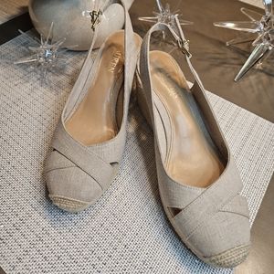 Ralph Lauren sand-colored slingback wedges Size: 7.5